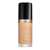 Too Faced Born This Way bottle close-up showing a natural finish.