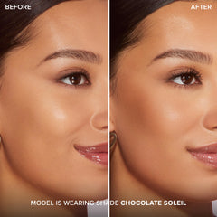 Too Faced Chocolate Soleil being applied with a brush for blending