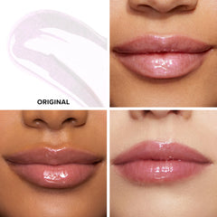 Labios brillantes tras la aplicación con Too Faced Lip Injection Maximum Plump
