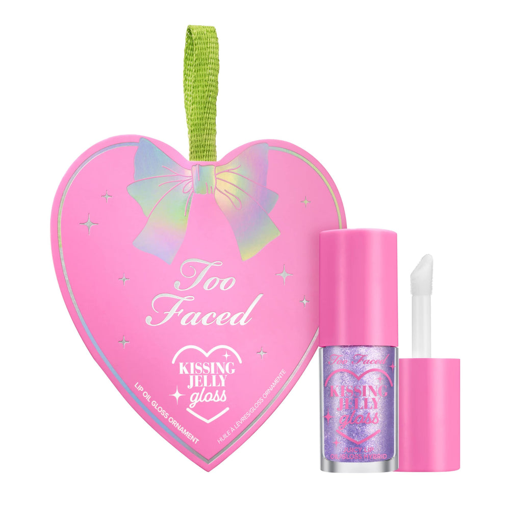 Too Faced Kissing Jelly Ornament packaging To/From tag enhances gifting.
