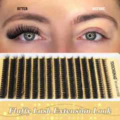 TOOCHUNAG lash clusters 10mm highlight customized fullness for a subtle everyday enhancement.