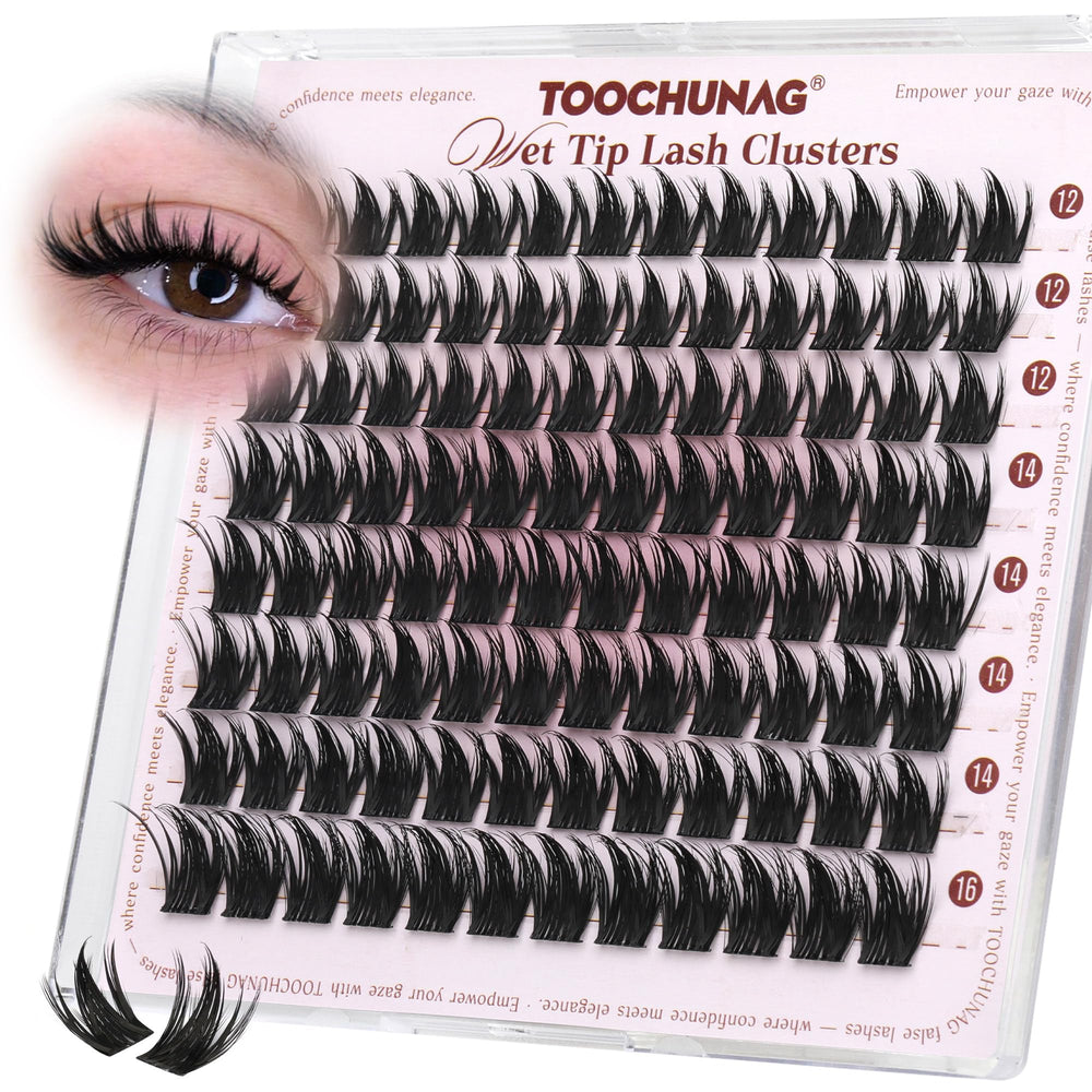 TOOCHUNAG manga lash clusters 12-16mm in natural D curl for subtle volume.