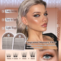 TOOCHUNAG natural lash clusters 12mm D-Curl for balanced flutter