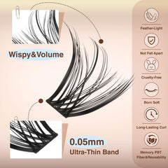 TOOCHUNAG soft band lash clusters 30 percent thinner for comfort