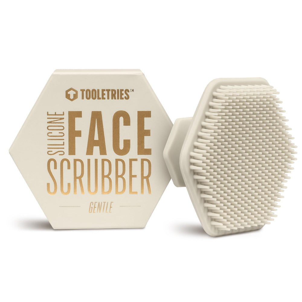 TOOLETRIES Men's Face Scrubber close-up bristles showing gentle exfoliation for smoother skin.