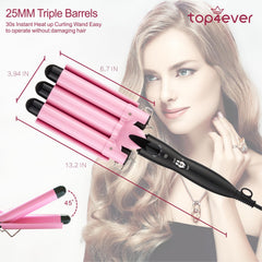 Top4Ever triple-barrel waver heats evenly for fast styling