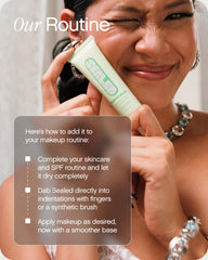 Texture closeup of Sealed primer on skin highlighting smooth finish