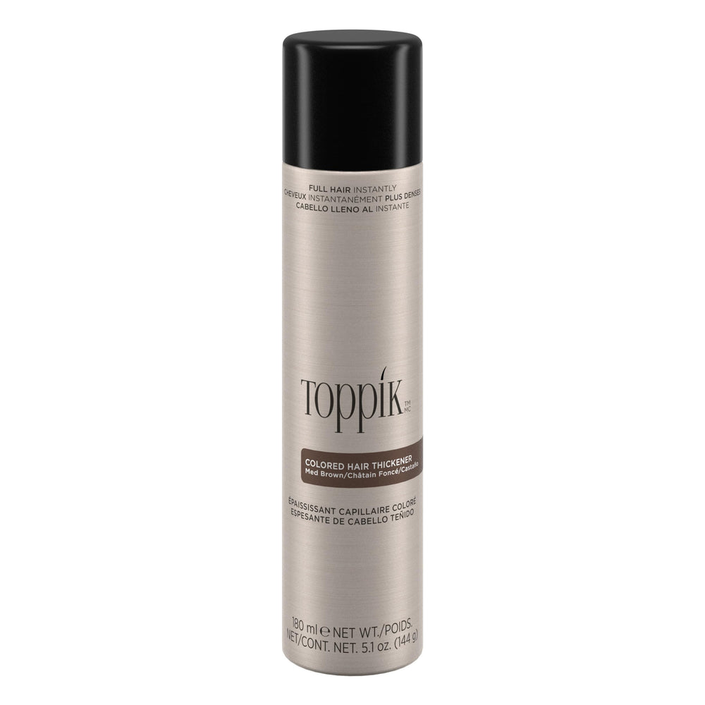 TOPPIK Colored Hair Thickener bottle in medium brown for quick root concealment