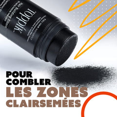 TOPPIK Hair Building Fibers Black applying fibers demonstrates quick, natural blend
