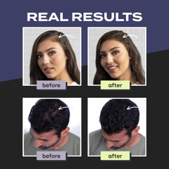 Toppik Hair Building Fibers Light Blonde application step shows root touch-up between colors.