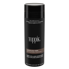 Toppik hair-building fibers in medium brown blend with natural hair for instant fullness.