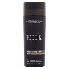 Toppik Hair Fibers Dark Brown bottle close-up for fuller-looking hair
