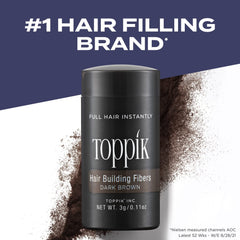 Toppik Hair Fibers Dark Brown close-up shows dispersion for even coverage