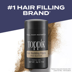 Toppik keratin fibers close-up blending with natural hair color