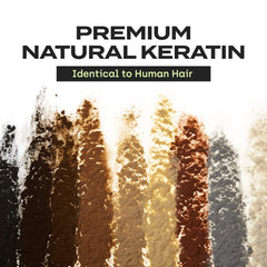 Toppik Keratin Fibers Dark Brown close-up blending with natural hair fibers