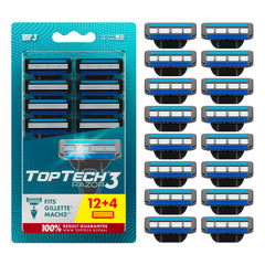 Toptech Razor3 refill pack with twelve cartridges for Mach3 compatibility and long-term value.