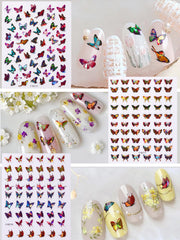 TOROKOM estampas brillantes de mariposas para uñas, brillo duradero con top coat.