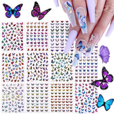 TOROKOM pegatinas para uñas con mariposas láser, decoración duradera y fácil de aplicar.