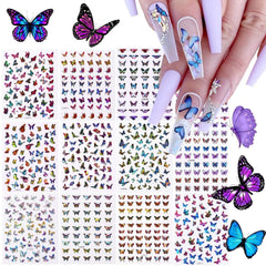 TOROKOM pegatinas para uñas con mariposas láser, decoración duradera y fácil de aplicar.