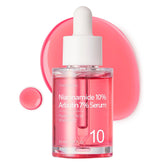 serum de Tosowoong Niacinamida Arbutina 10-7 en botella de vidrio para corrección de pigmentación.