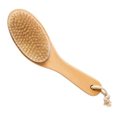 Touch Me cepillo corporal con cerdas de jabalí naturales y mango de madera contorneado para exfoliar