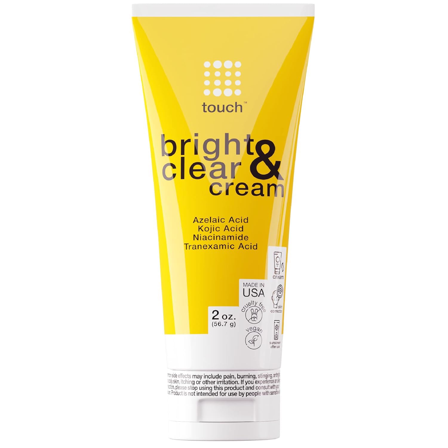 TOUCH Radiance Cream bottle close-up for smooth, radiant skin