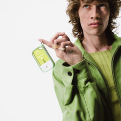 Touchland hand mist case with keyring for quick access on keys or bag.