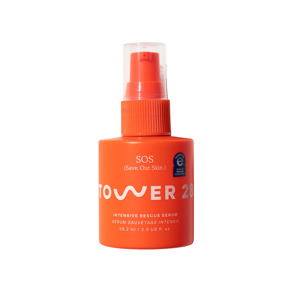 Tower 28 SOS Rescue face serum bottle pour soothing irritated skin without fragrance