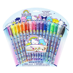 Townley Girl Hello Kitty: set de 16 boligrafos gel brillo para cuerpo, ideal para crear arte temporal.