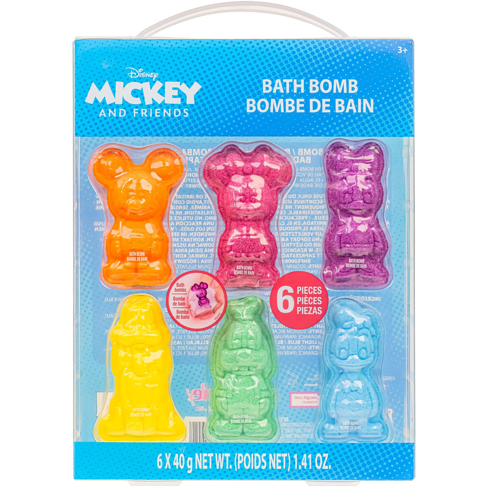 Townley Girl Mickey bath bomb with Daisy mold delivers colorful fizz for a fun bath.