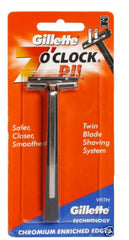 Trac II razor packshot with compatible cartridge and handle for quick shaves.
