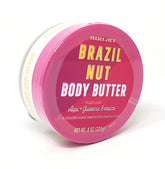 Trader Joe's Brazil Nut Body Butter en pote, crema rica para hidratación profunda.