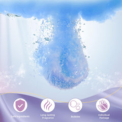 TranquilBliss coconut bath bomb offers creamy scent and moisturizing bath experience.