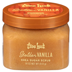 Tree Hut Golden Vanilla Sugar Scrub pour shot showing texture for smooth application.