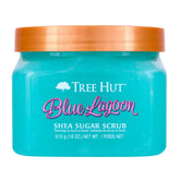 Tree Hut Laguna Azul, botella del exfoliante, aroma refrescante para piel suave.