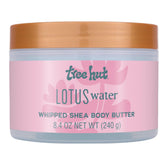 Tree Hut Lotus Water Whipped Shea Butter bottle promoting quick hydration after a bath.