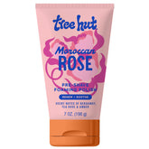 Tree Hut Moroccan Rose Pre-Shave Polish bottle ready to prep skin for a closer shave.