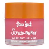 Tree Hut Strawberry Overnight Lip Mask jar close-up showing rich hydration