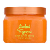 Tree Hut Tangerine Sugar Scrub jar closeup showing exfoliating beads and citrus scent