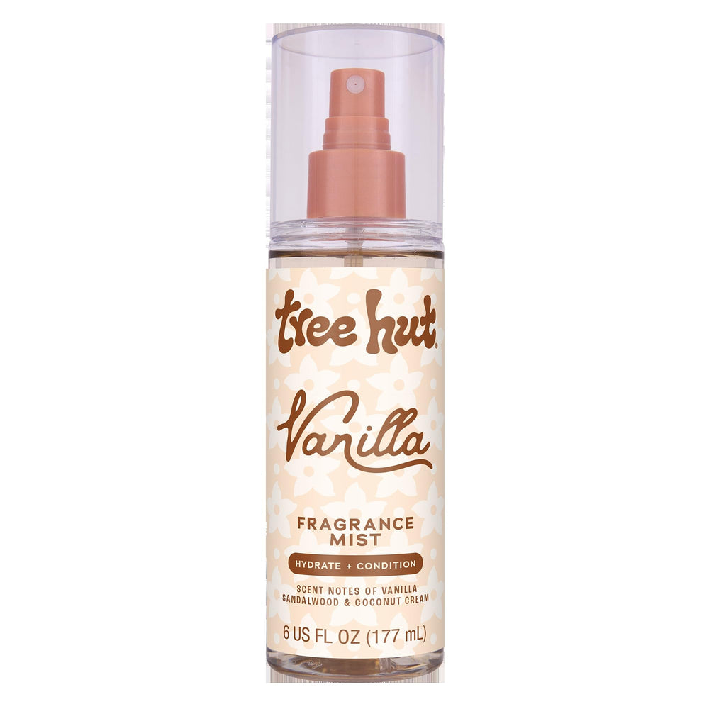 Tree Hut Vanilla Fragrance Mist bottle ready for daily hydrating aroma.