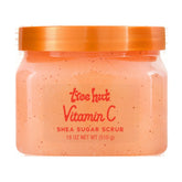 Tree Hut Vitamin C Sugar Scrub jar shows bright citrus scent and 18 oz size.