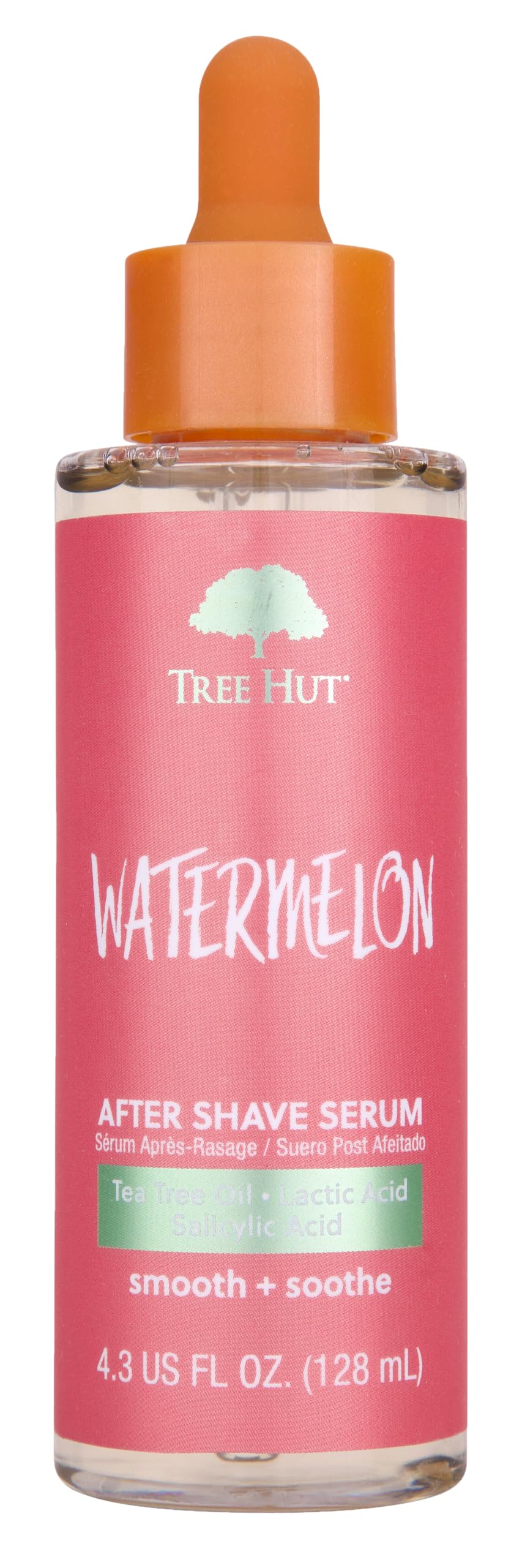 Tree Hut Watermelon After Shave Serum bottle closeup for post-shave soothing benefits