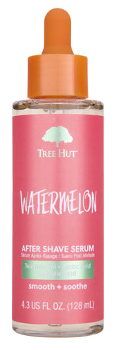 Tree Hut Watermelon After Shave Serum bottle closeup for post-shave soothing benefits