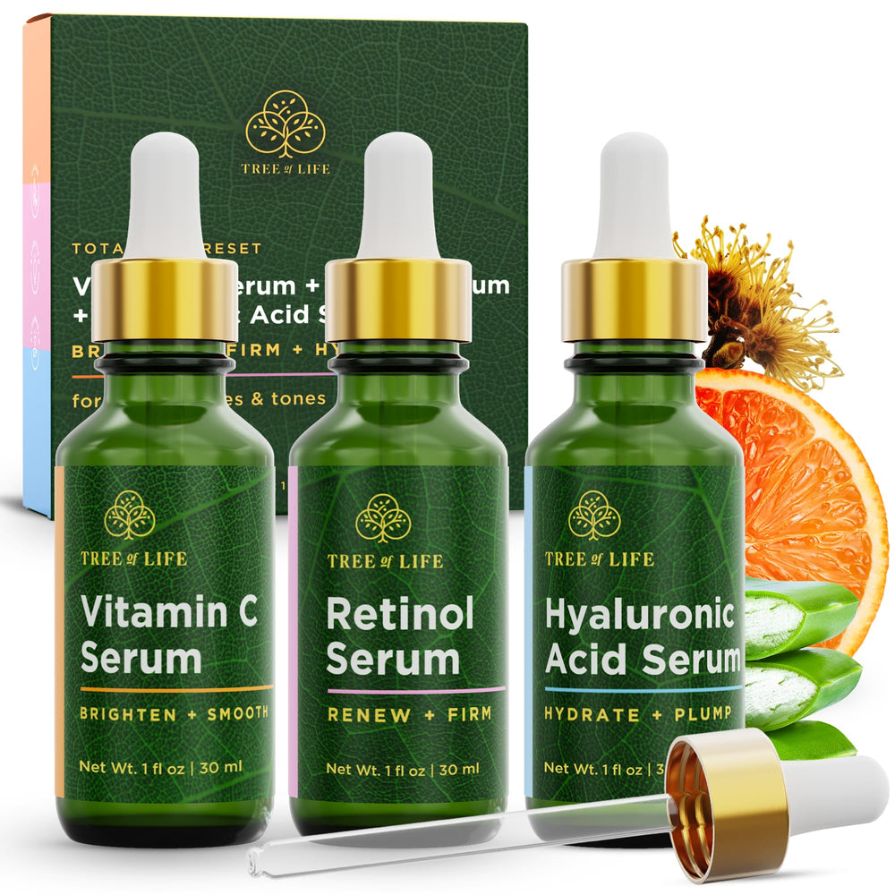 Tree of Life Beauty Vitamin C serum bottle boosts radiance.