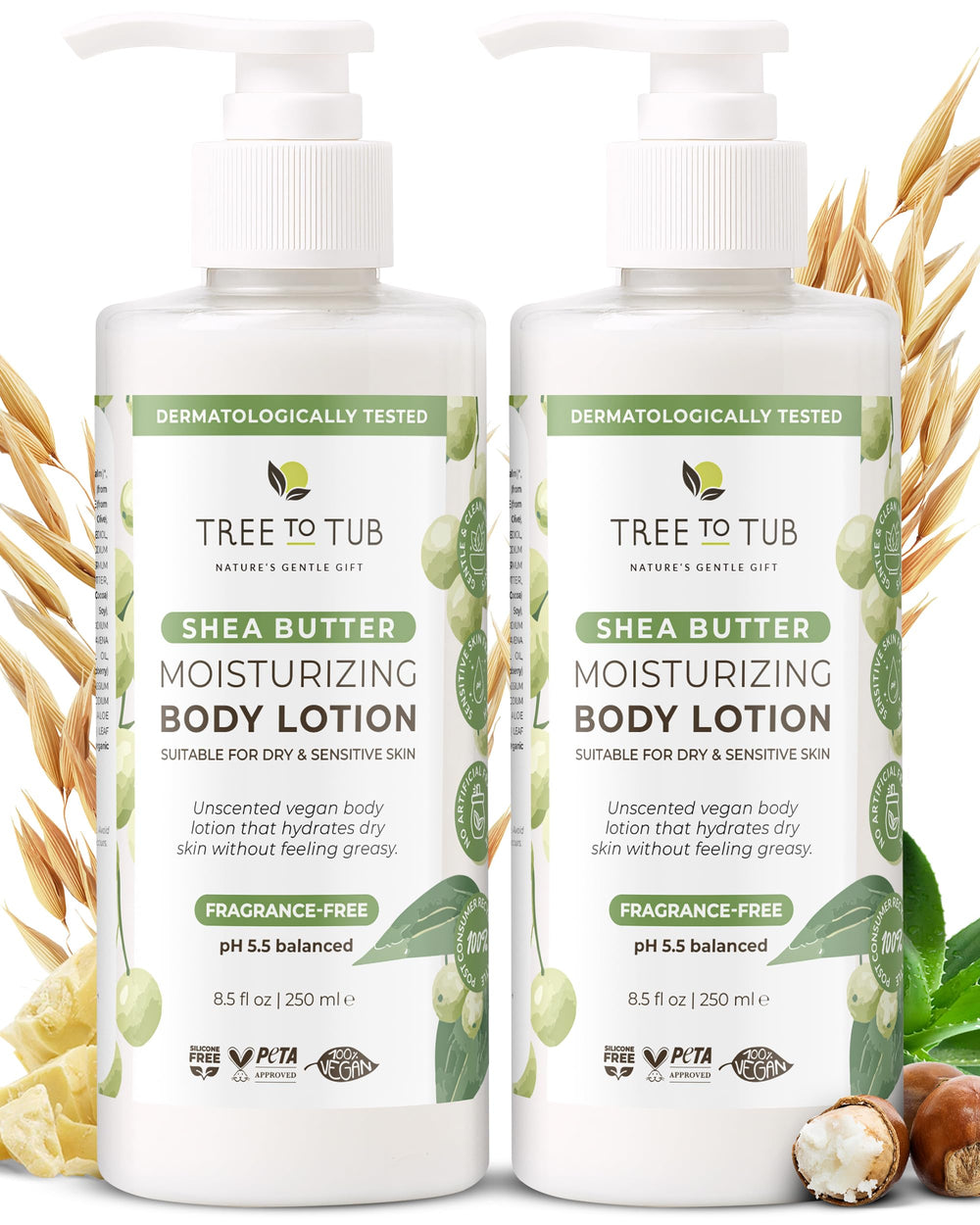 Tree To Tub unscented lotion bottle demonstrating fragrance-free moisturization