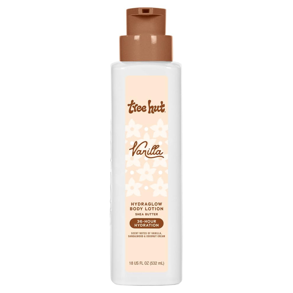 Tree Hut Hydraglow Loción Corporal Vanilla, botella para hidratación diaria y piel suave.