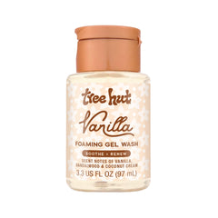 Tree Hut Vanilla Foaming Gel Wash bottle with creamy lather for soft skin.
