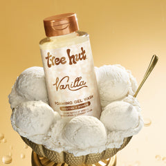 Tree Hut Vanilla Foaming Gel Wash ingredients include shea butter and vanilla extract.