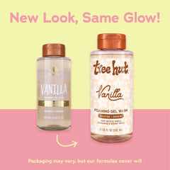 Tree Hut Vanilla Foaming Gel Wash pump for quick lather and rinse.