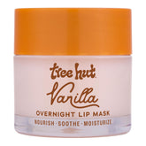 Tree Hut Vanilla Overnight Lip Mask jar shown for overnight hydration.